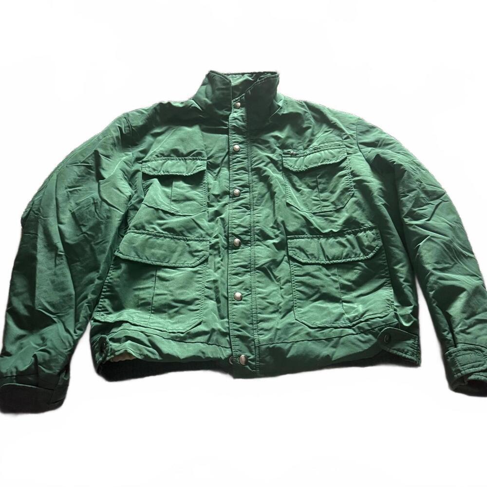 Bass Pro Shops Outdoors Vintage Green Puffer Jacket Quilted Lining Sz L